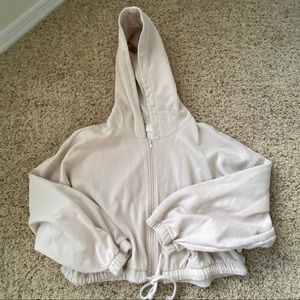 Trendy Light Pink Cropped Sweatshirt